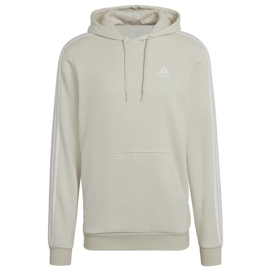 adidas Sweat à Capuche Essentials Fleece 3-Stripes - Beige/Blanc