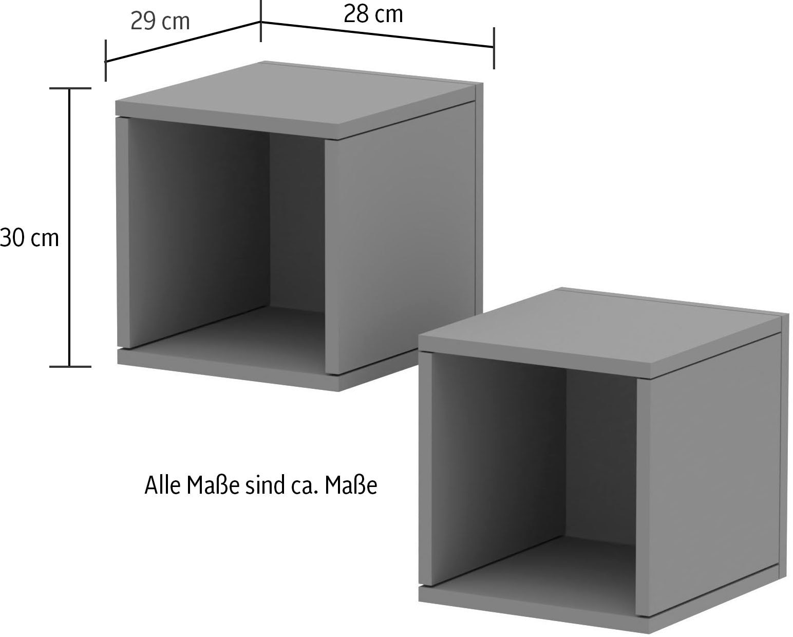 INOSIGN Wandregal »Infinity« Set, 2 kleine Würfelregale, 2 Stk. tlg. Würfelregal 2er-Set, Breite 28 cm, Höhe 29 cm