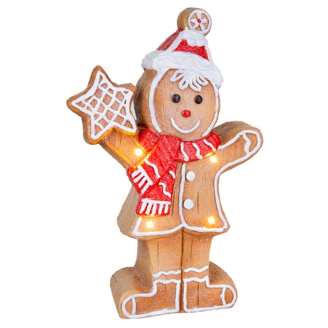 Lebkuchenmann mit LED - ca. 26,5 x 9 x 39,5 cm
