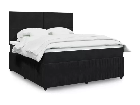 Sommier à lattes de lit avec matelas Noir 180x200 cm Velours