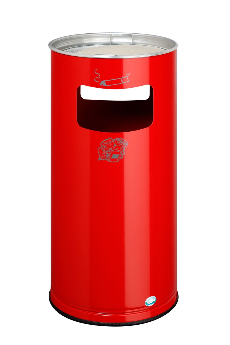 PROREGAL Klassieke Combinatie Asbak Rond HxBxD 70 x 32 x 32 cm Gegalvaniseerd Staal Rood