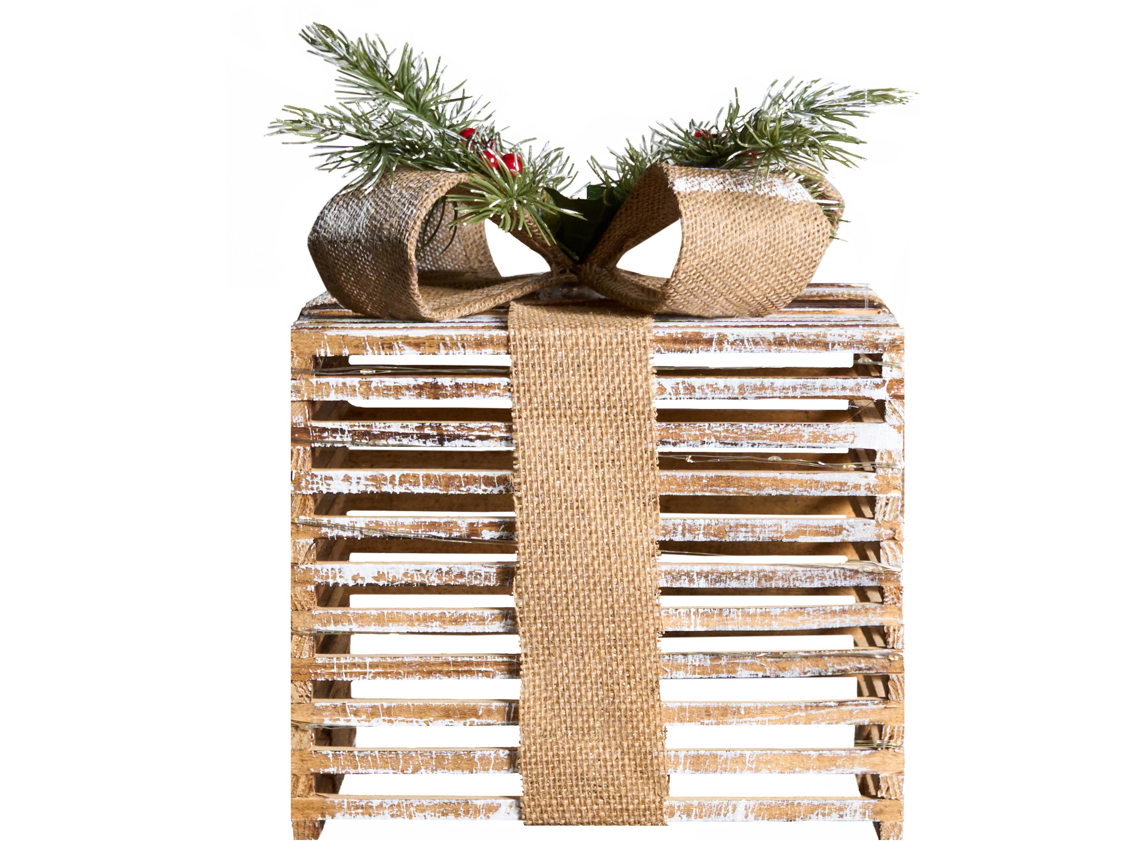 Set van 3 kerstdecoraties LED ROINE Kerstcadeaus 15/20/25 cm Bruin