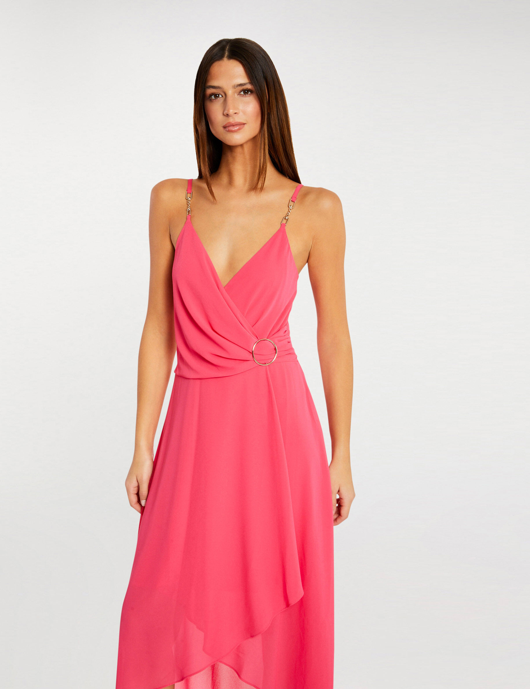 Robe mi-longue à fines bretelles rose moyen femme - rose_moyen