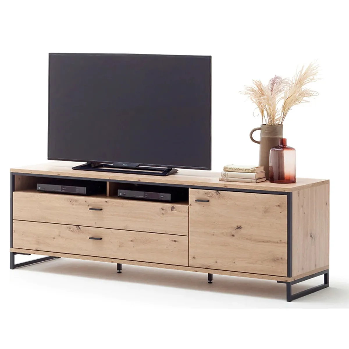 pegane - Meuble TV Chêne sombre 183 cm