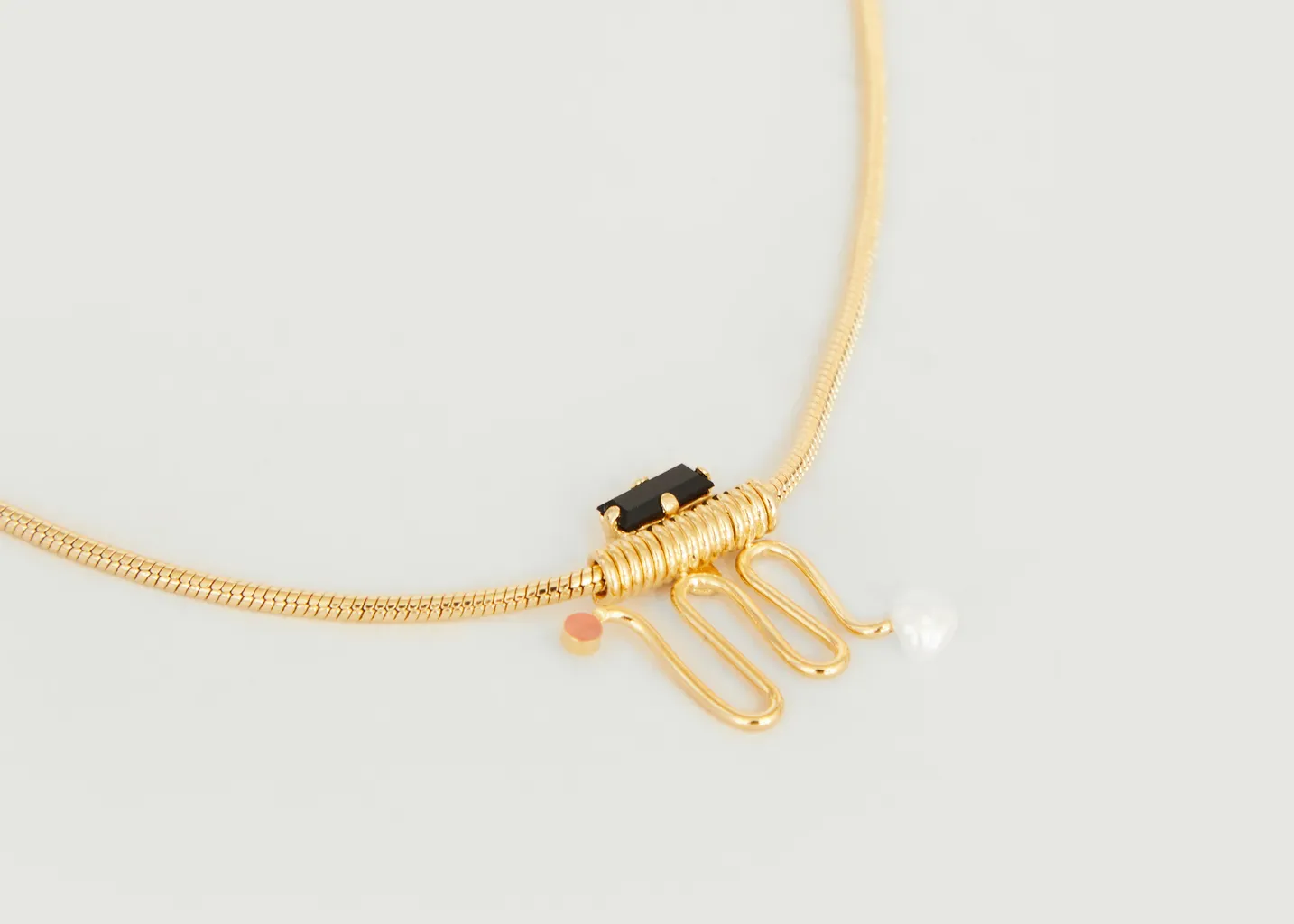 Collier Ettore Totem en laiton doré à l'or fin 24 carats Judith Benita
