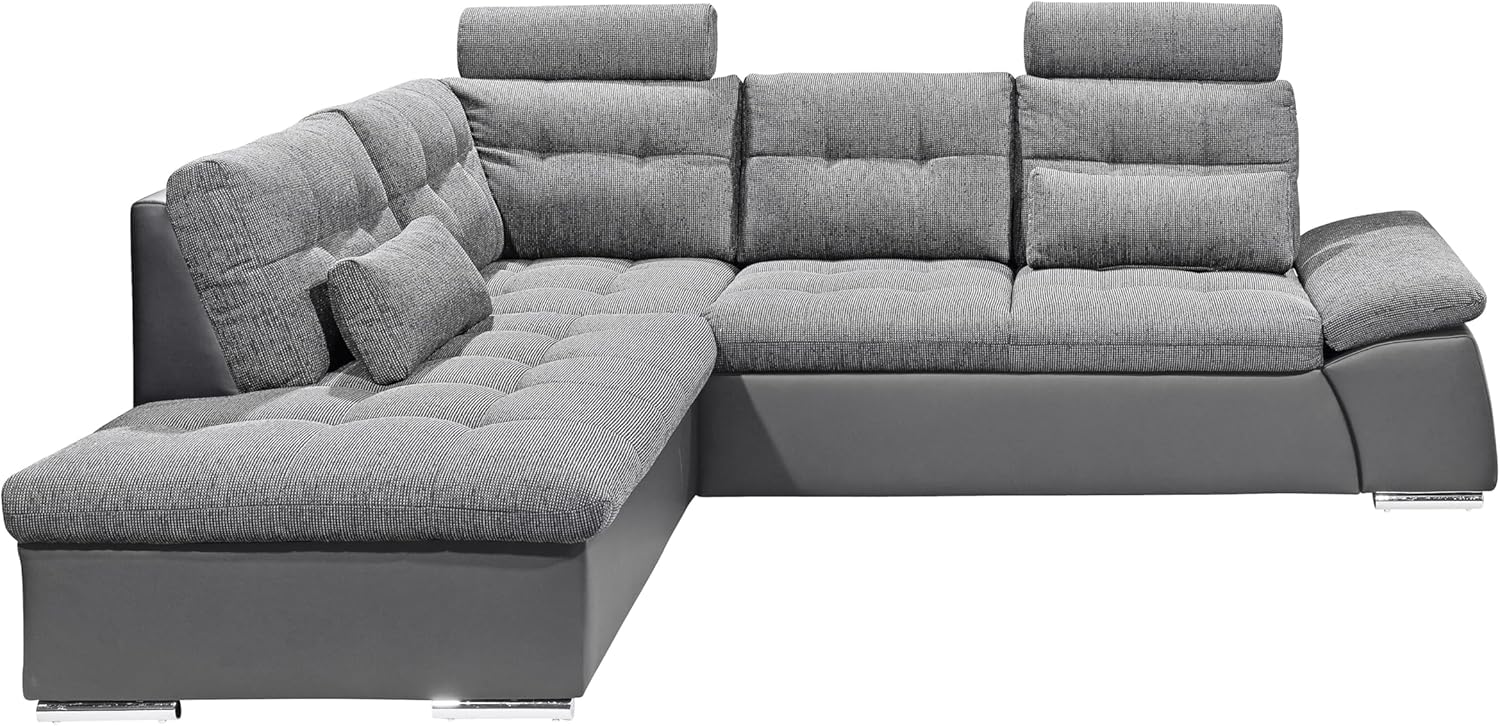 JAKARTA Ecksofa mit Schlaffunktion in Lederoptik, Dunkelgrau / Anthrazit - Moderne Eckcouch in L-Form mit verstellbaren Armlehnen - 260 x 103 x 219 cm (B/H/T)