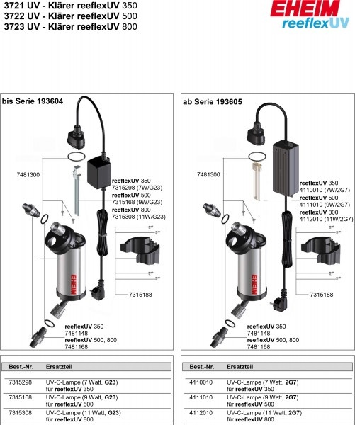 Eheim UV-C Lamp Voor ReeflexUV 350 (vanaf serie 193605)