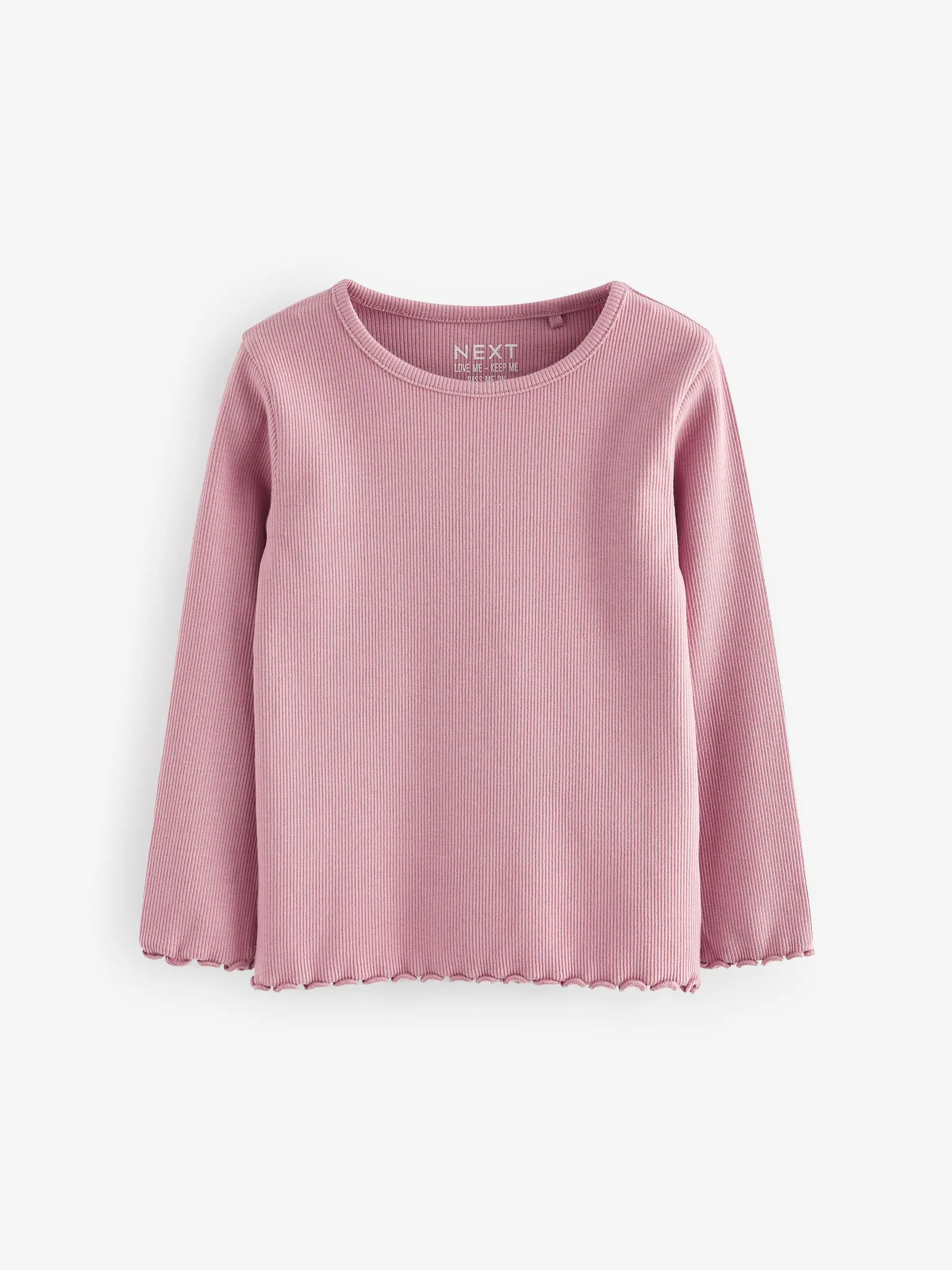 Roze - Verpakking van 5 geribbelde tops met lange mouwen (3mnd -7jaar)