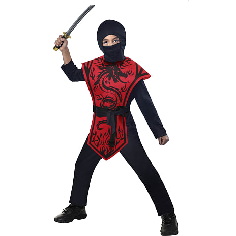 Drageninja rød kostume - str. 116 cm