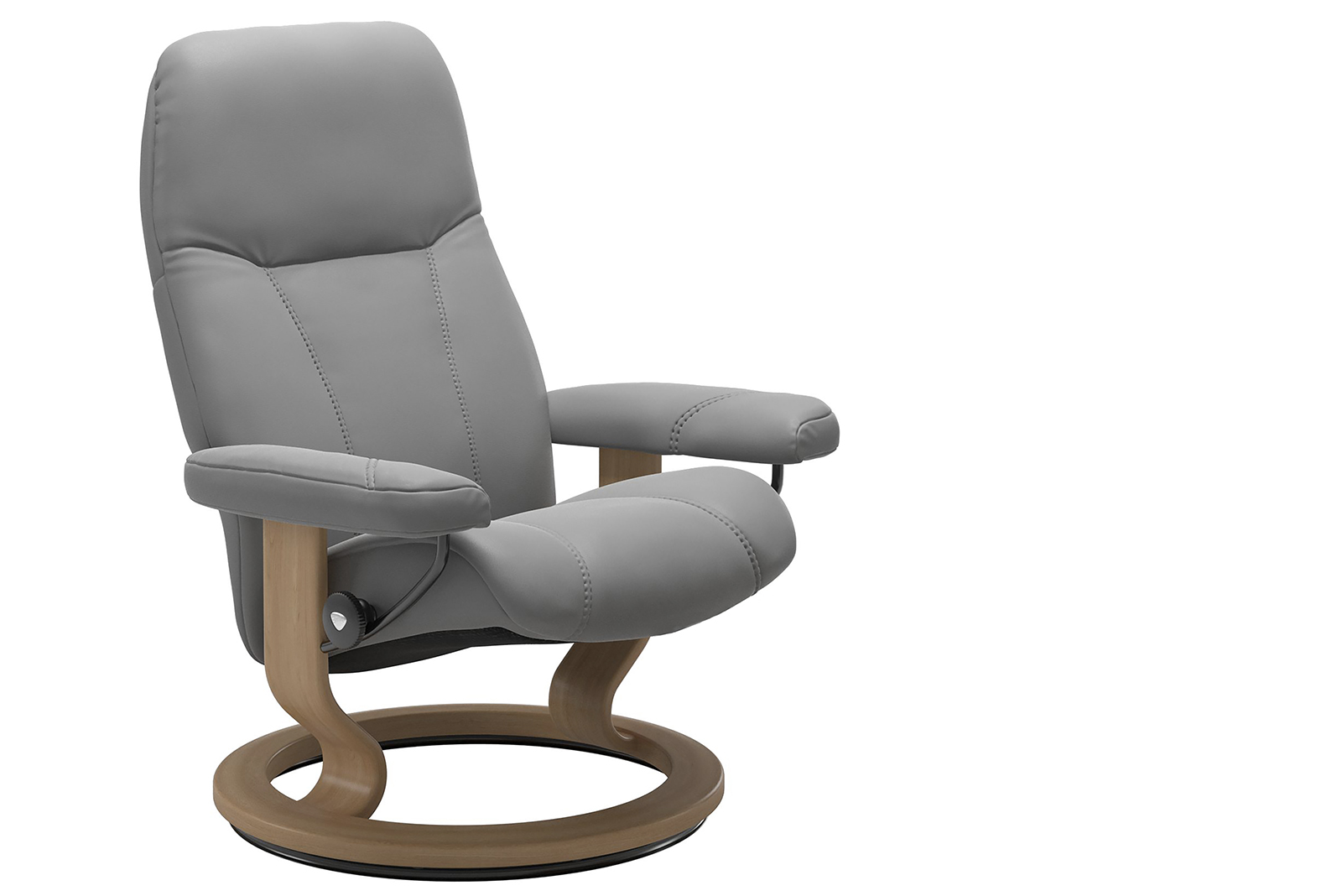 Consul lenestol I hud Batick Wild Dove med Classic understell i Eik. Medium stol uten krakk.