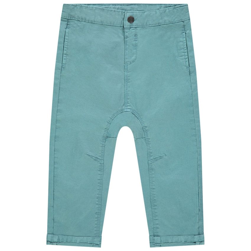 Pantalon en toile uni coton bio - Bleu moyen