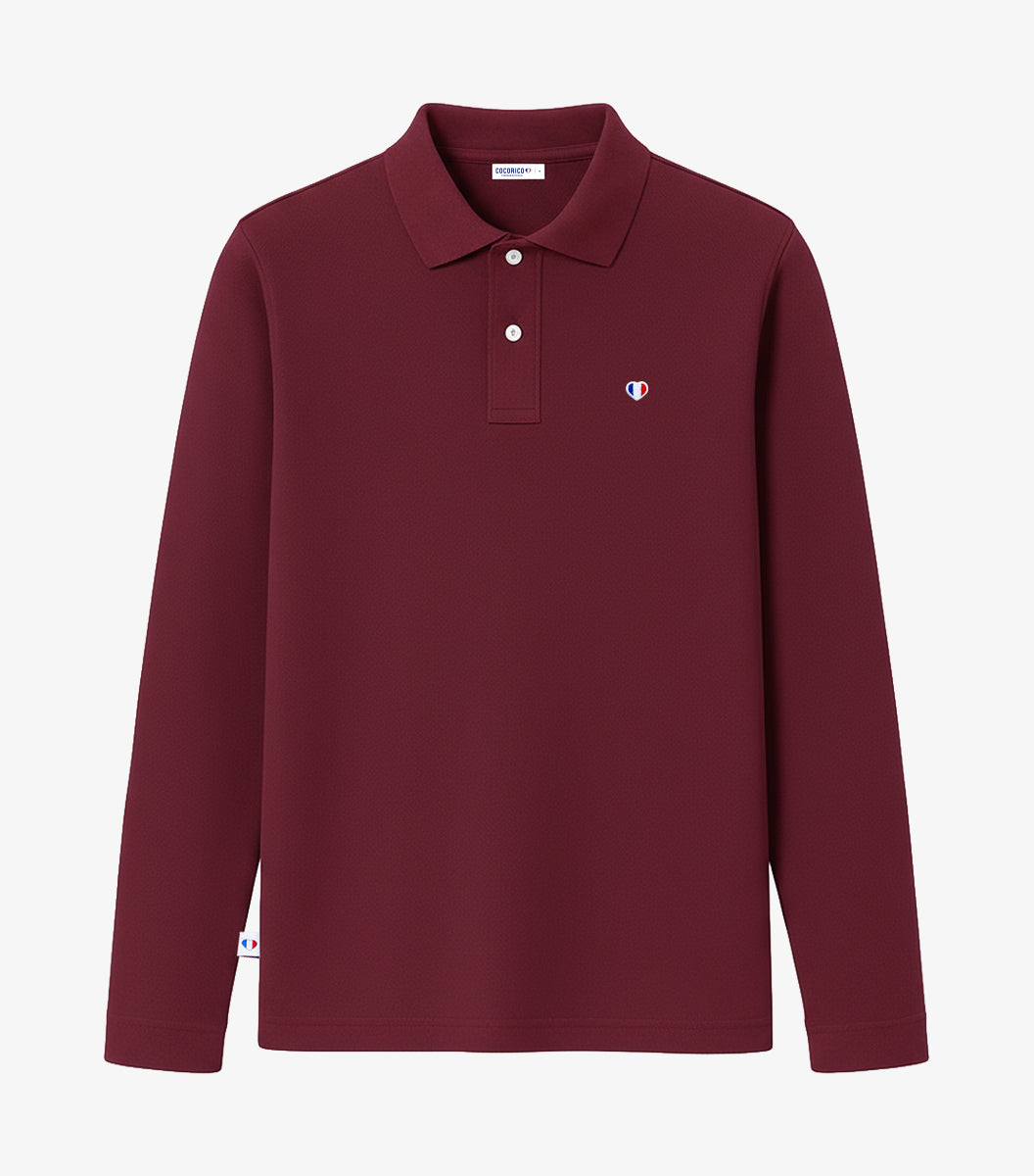 Polo Homme Manches Longues Bordeaux - Iconique