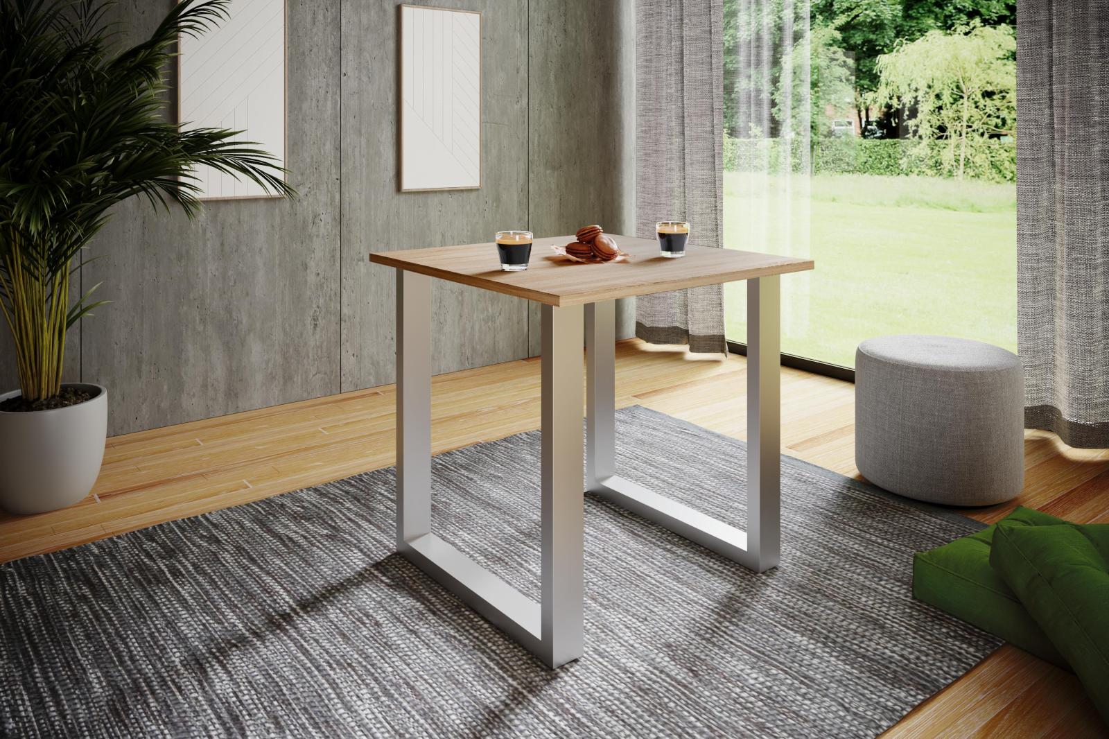 Esstisch XONA - Sonoma Eiche - silber - U-Fußgestell - 80x50 cm