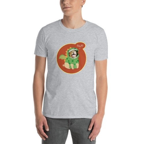 Camiseta masculina Maschochula, personalizada com seu animal de estimação, cinza.