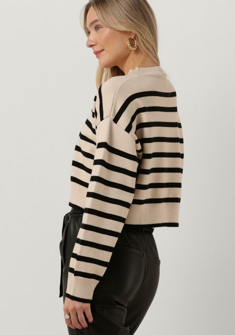 NEO NOIR ecru neo noir trui rebekka stripe knit blouse
