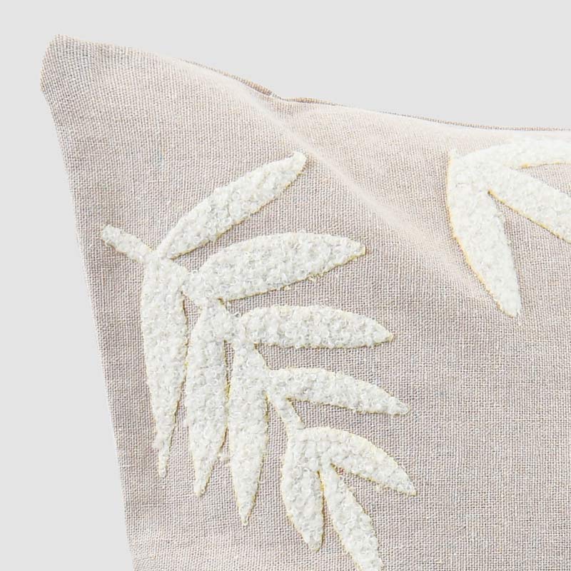 Housse de coussin tufté 'Foglia' écru