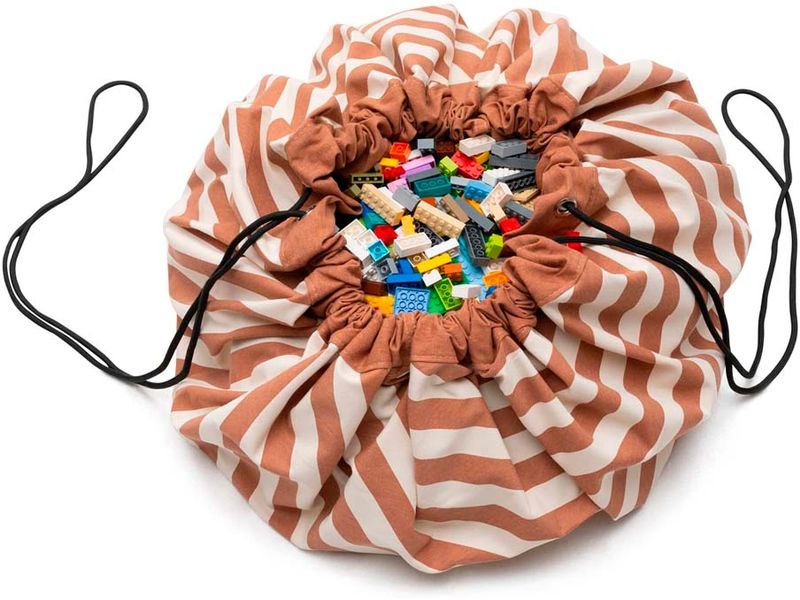 Play&Go Spielzeugtasche Stripes brown 2-in-1 Spielzeugsack und Spielteppich