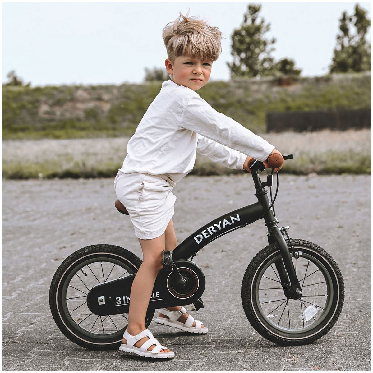 DERYANDERYAN   3in1 Kinderfahrrad schwarz 12 Zoll