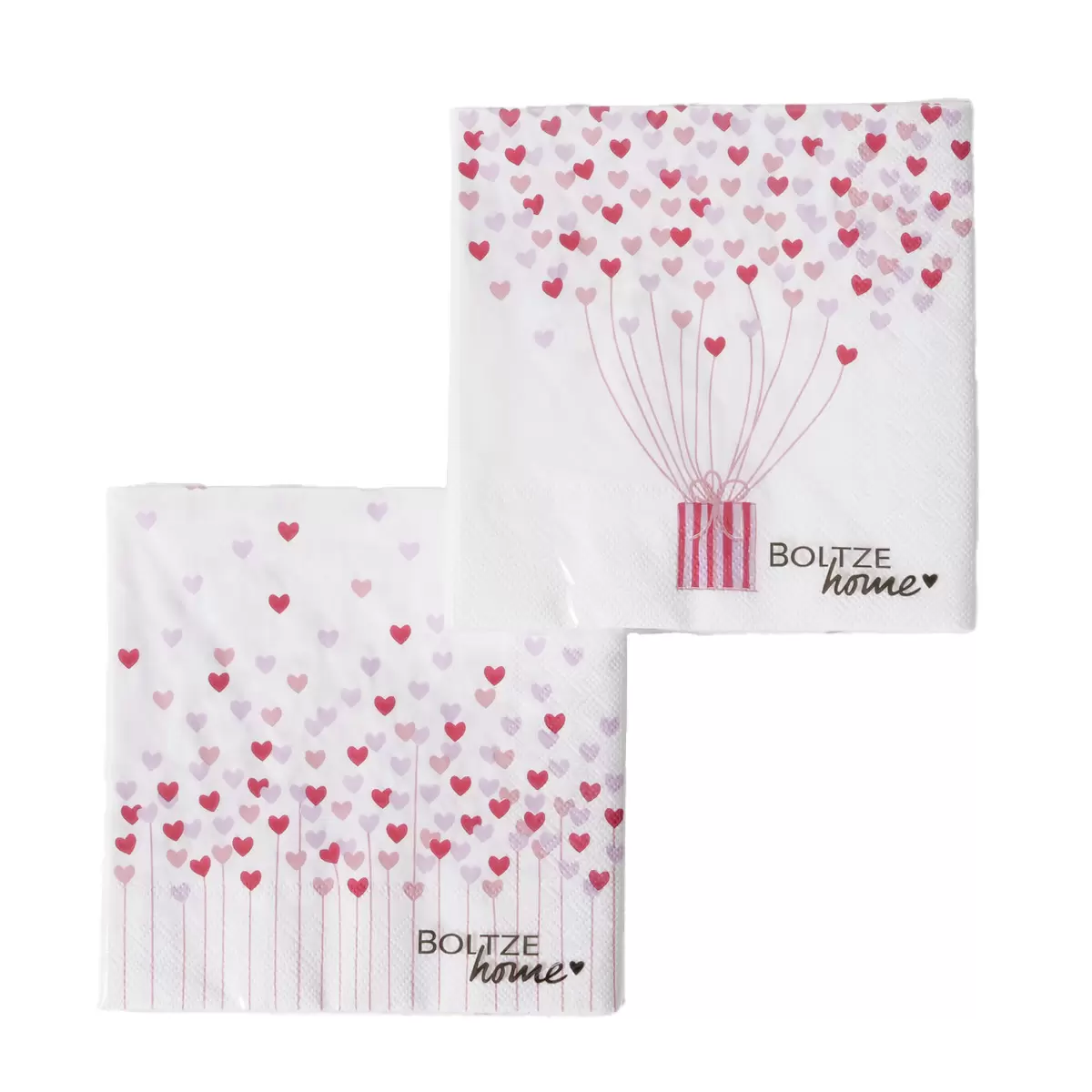 Servietten Herz Sherine rosa,rot,weiss