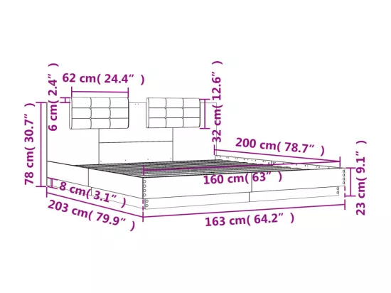 Cadre de lit sans matelas blanc 160x200 cm