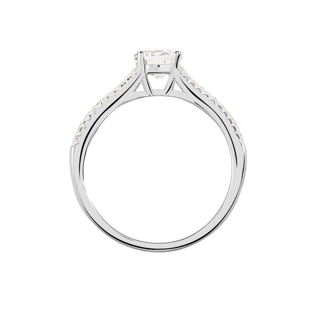 Bague Solitaire Hamane Argent Blanc Oxyde De Zirconium