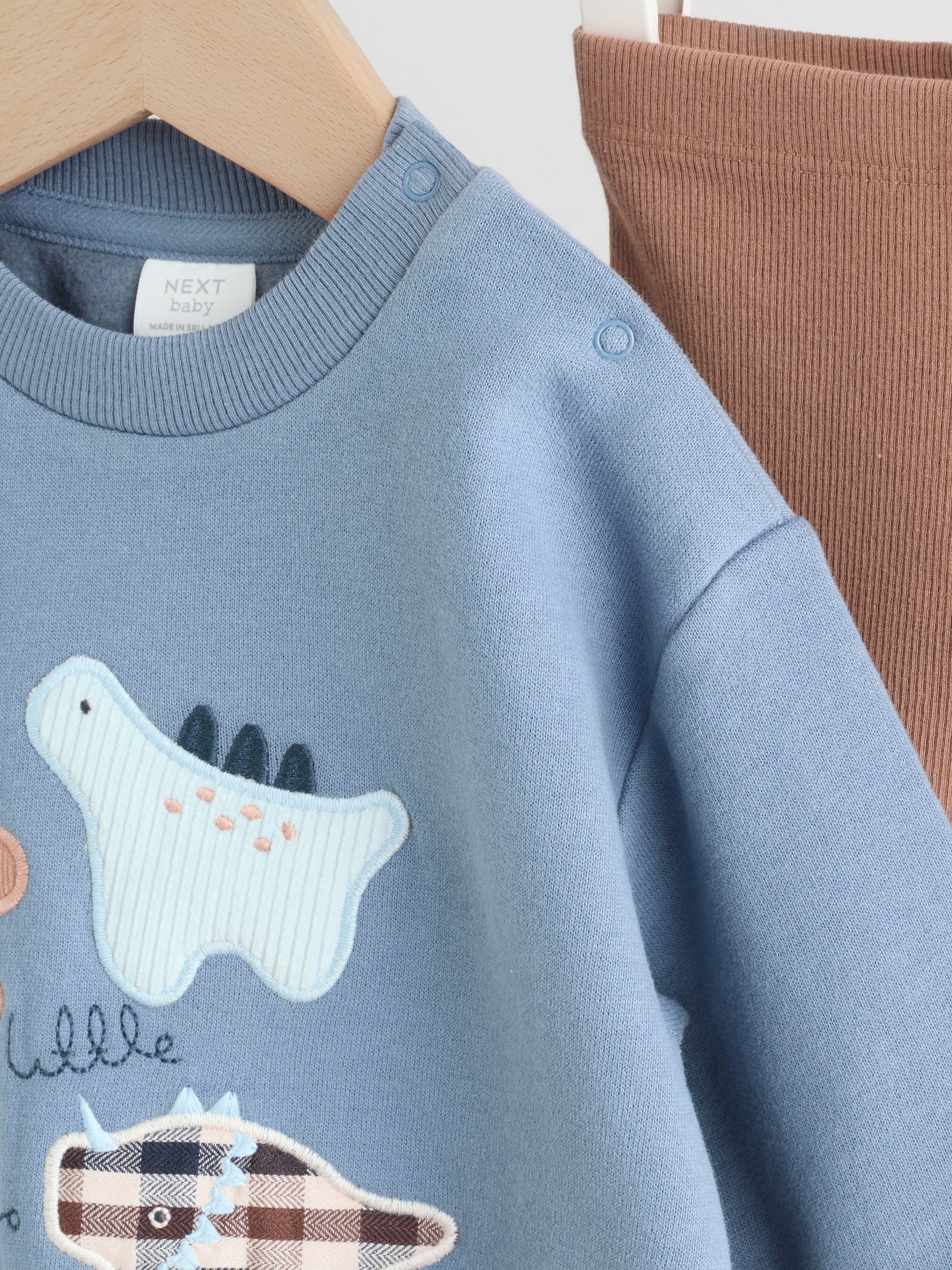 Blauw met dinosaurus - Set met baby-sweatshirt en legging (0mnd-3jr)