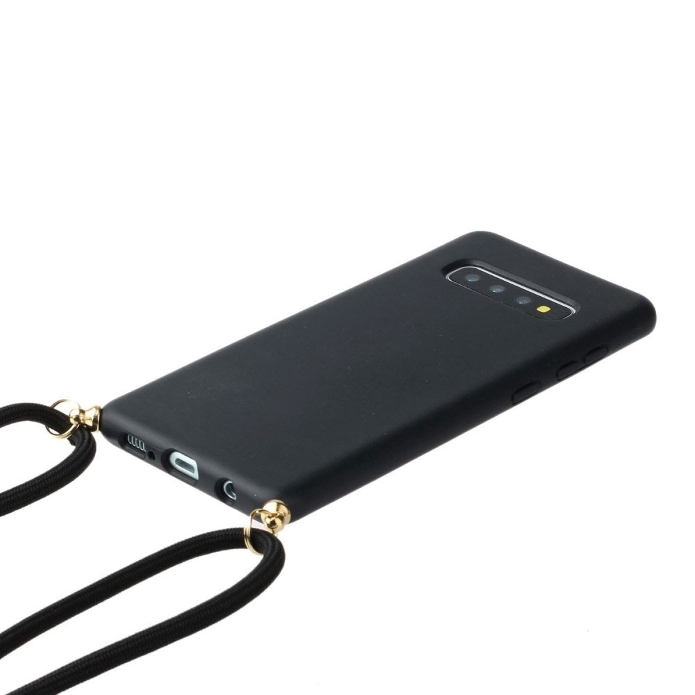 Samsung Galaxy S10  Plus Necklace Bio Gummi Case Hülle Eco Friendly Nachhaltig Kompostierbar   Handykette (150cm) - Schwarz