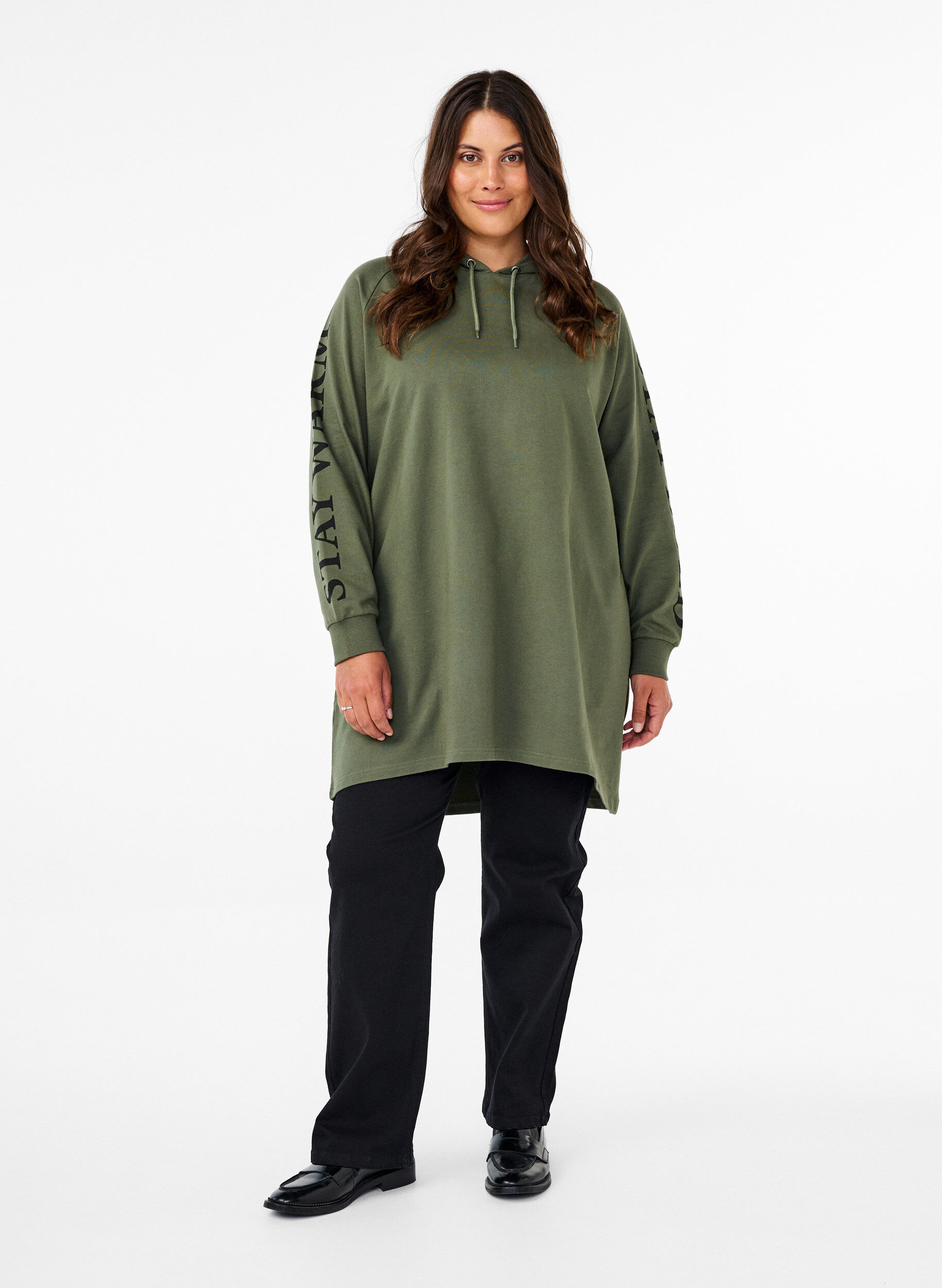 Oversize sweat med print på ærmerne