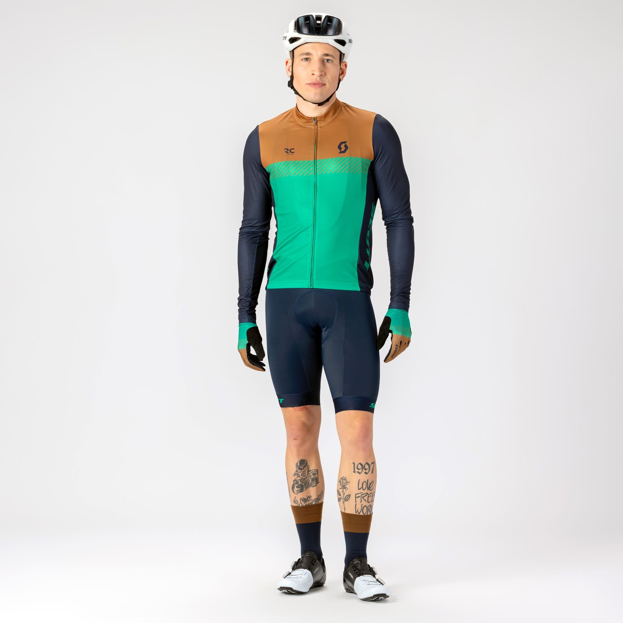 SCOTT RC Team langærmet cykeltrøje bread brown/amazon green herre