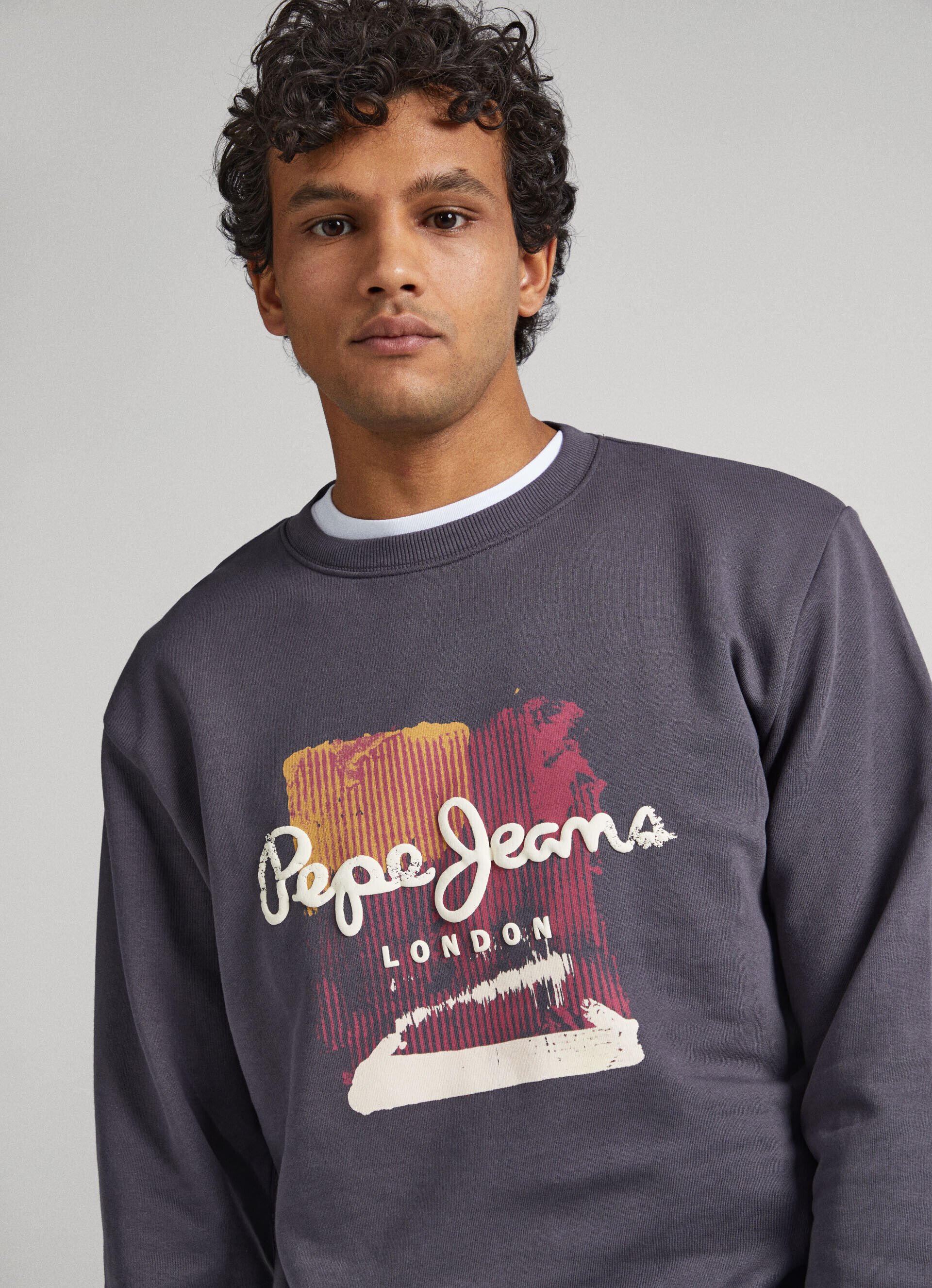 Moletom de algodão com logo estampado - cinza trovão