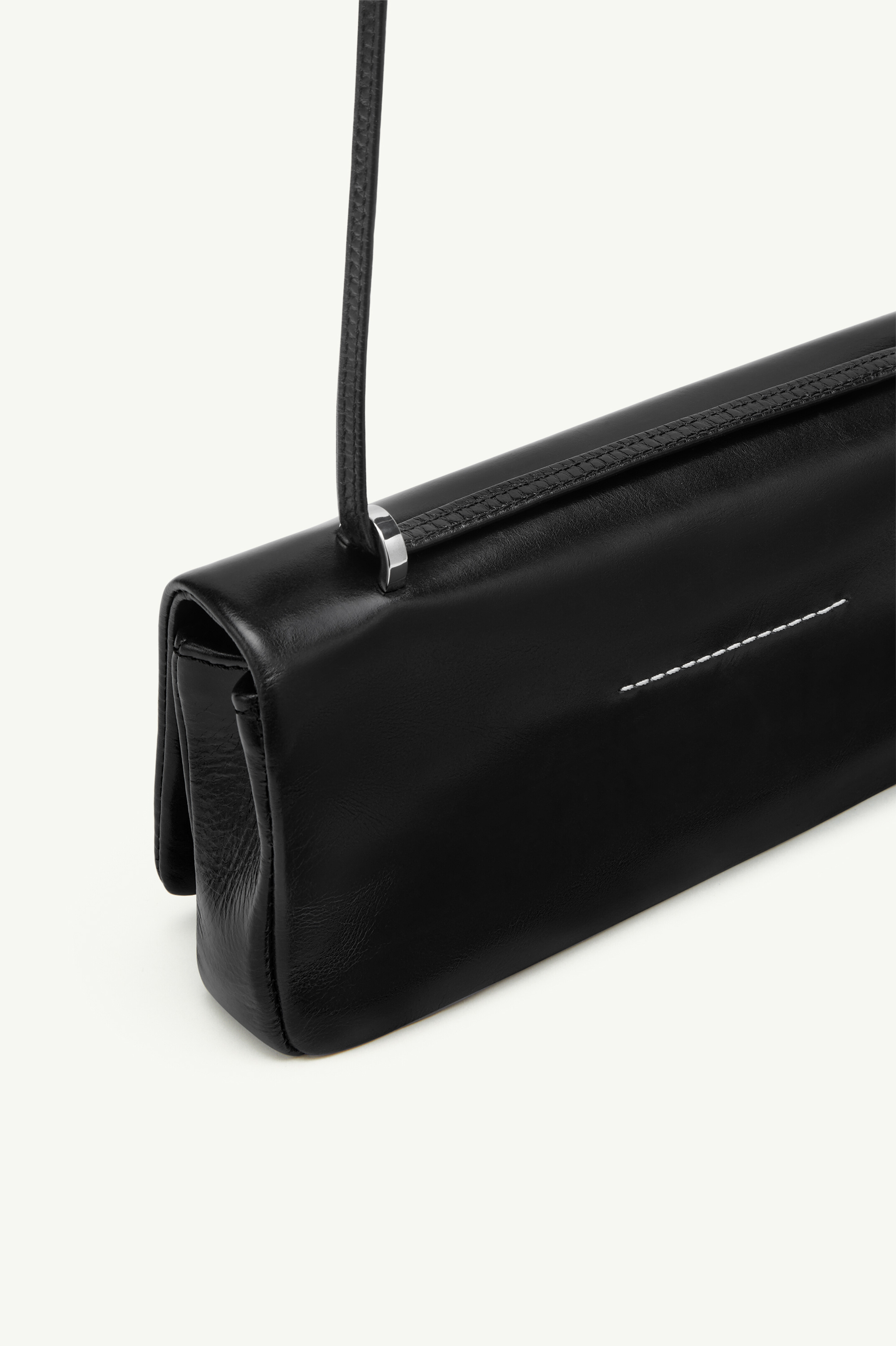 Sac porté épaule Numeric en cuir avec poignée réglable | MM6 Noir
