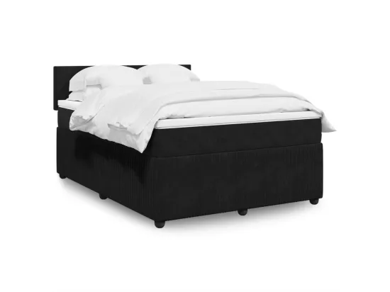 Sommier à lattes de lit avec matelas Noir 140x190 cm Velours