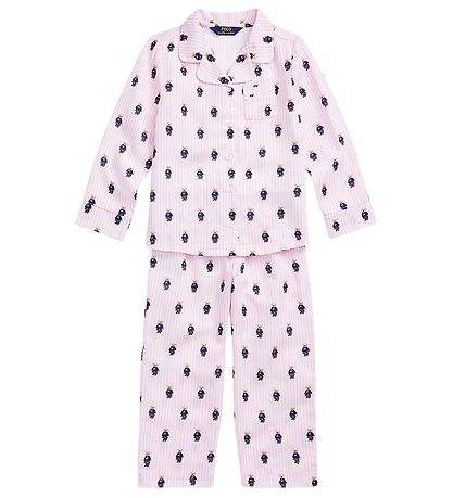 Polo Ralph Lauren Schlafanzug - Weiß/Rose Gestreift m. Kuschelti
