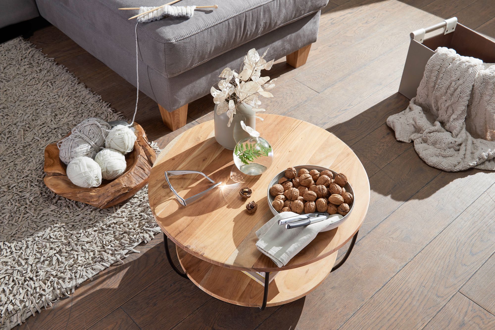 FineBuy Couchtisch 60 cm Wohnzimmertisch Holz Massiv Sofatisch Tisch Wohnzimmer