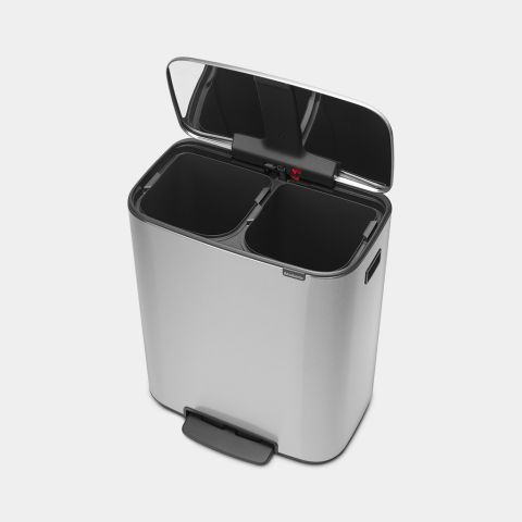 Bo Pedaalemmer, met 2 binnenemmers, 2 x 30 liter - Matt Steel Fingerpr