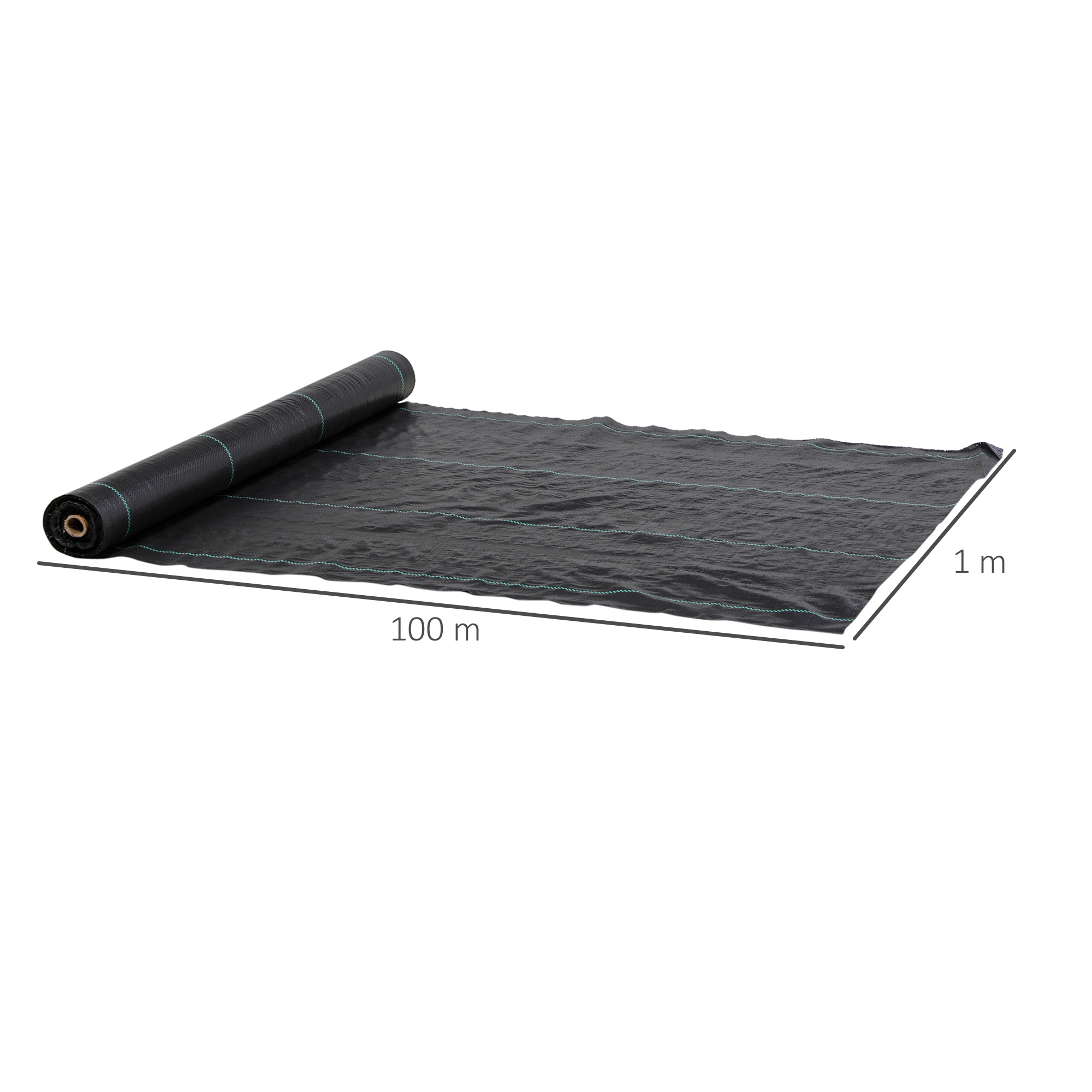 Tecido de controle de ervas daninhas preto Outsunny para gramados de jardim