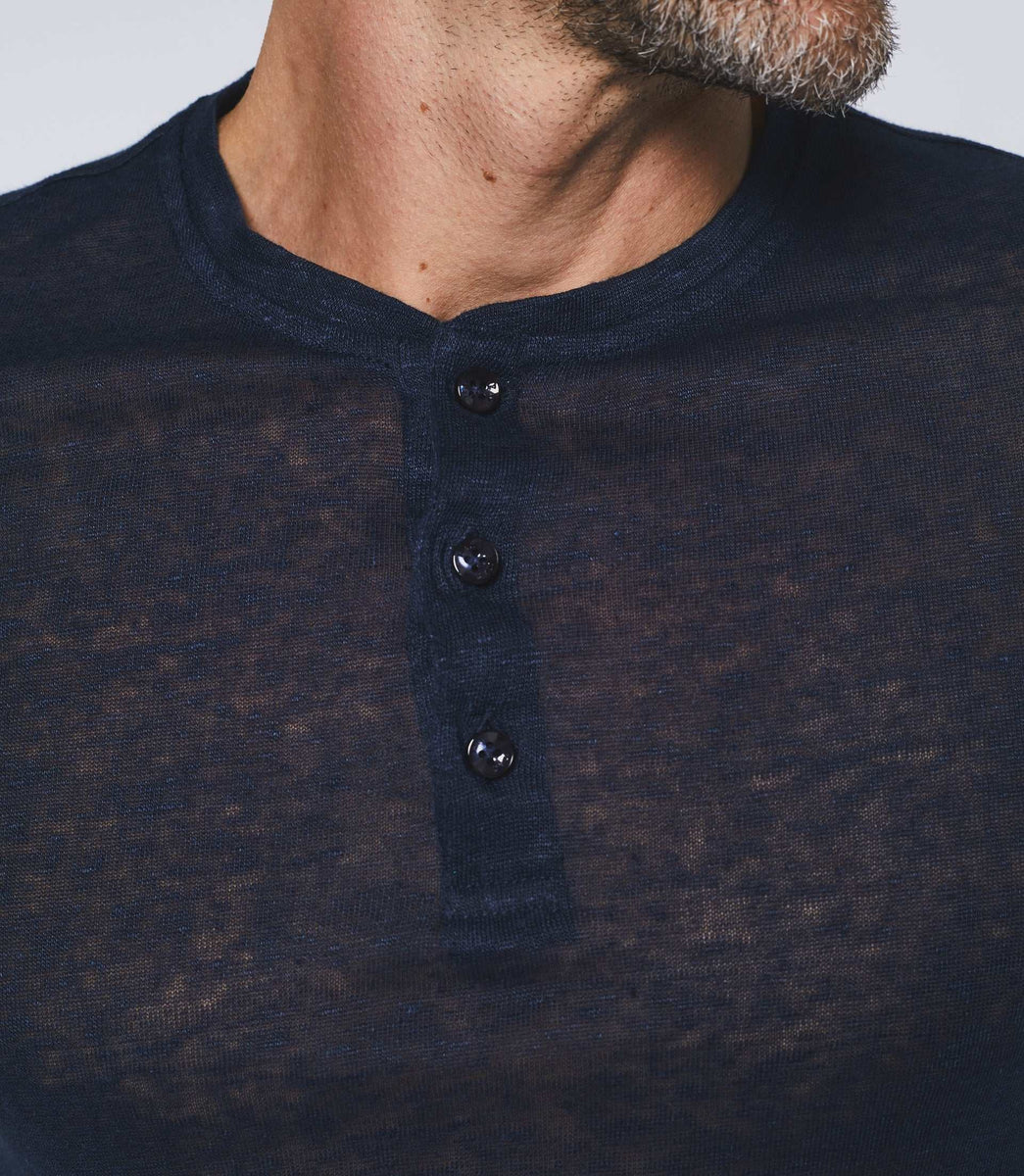 T-shirt manches courtes en lin marine 