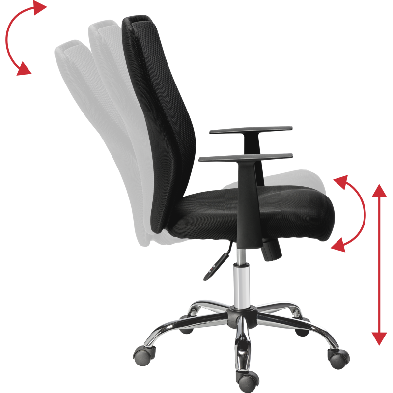 Chaise de bureau Seattle tissu et maille - dossier haut accoudoirs - mécanisme Basculant centré - pieds chrome