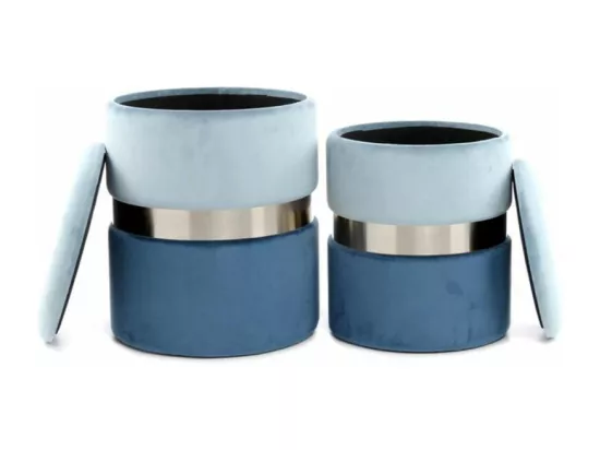 Lot de 2 Poufs & Coffres de Rangement 