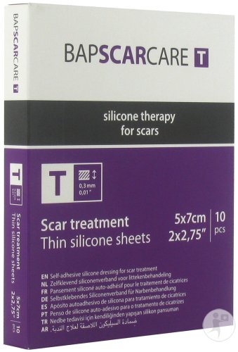 Bap Scar Care T Pansement Siliconé Auto-Adhésif Fin Transparent 5x7cm Pièces 10 (600507)
