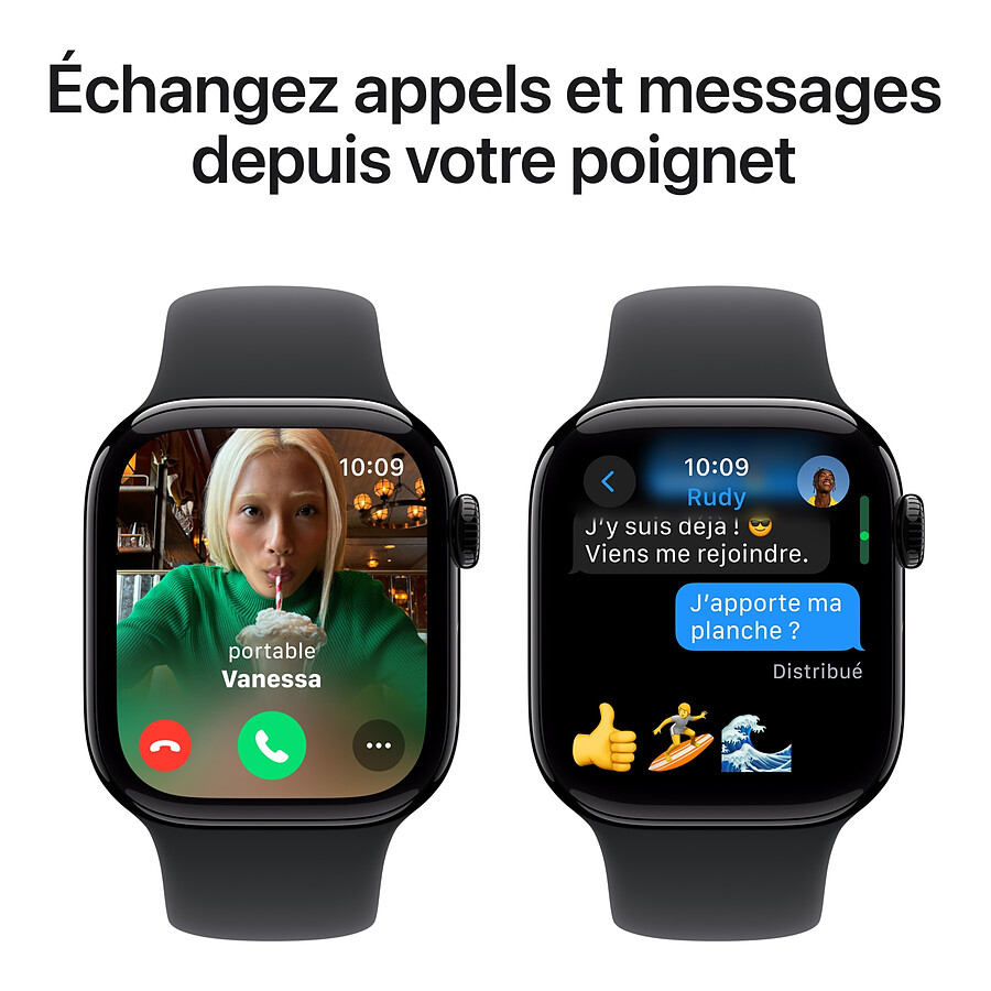Apple Watch Series 10 GPS - Aluminium Rose Or - Bracelet Sport Rose Tendre - 42 mm - Taille M/L