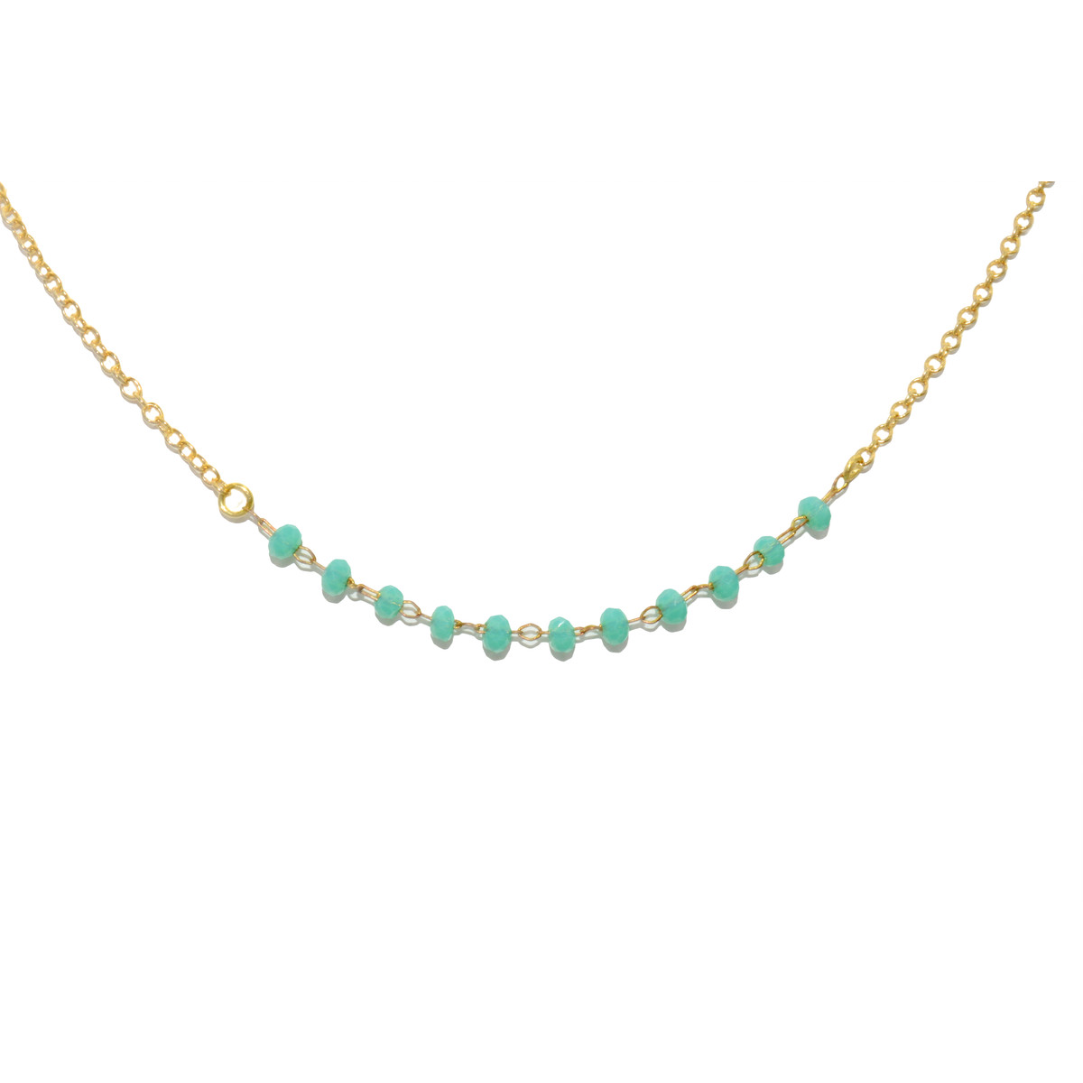 Collier délicat minimaliste chaîne perles cristal-doré à l 'or fin