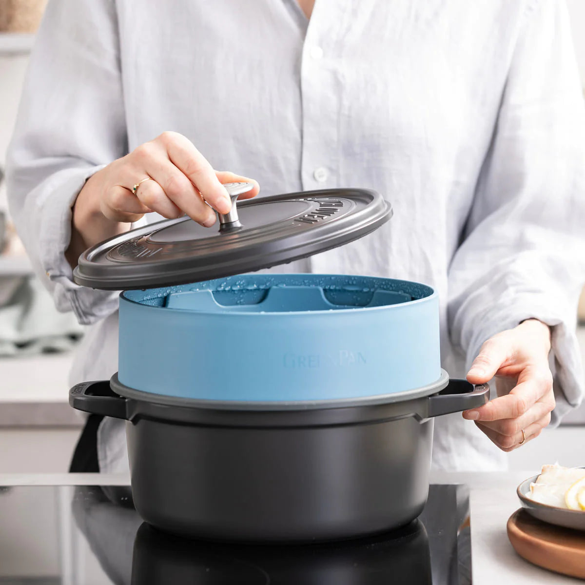 Greenpan Steamy Stoominzet 24cm - Blauw