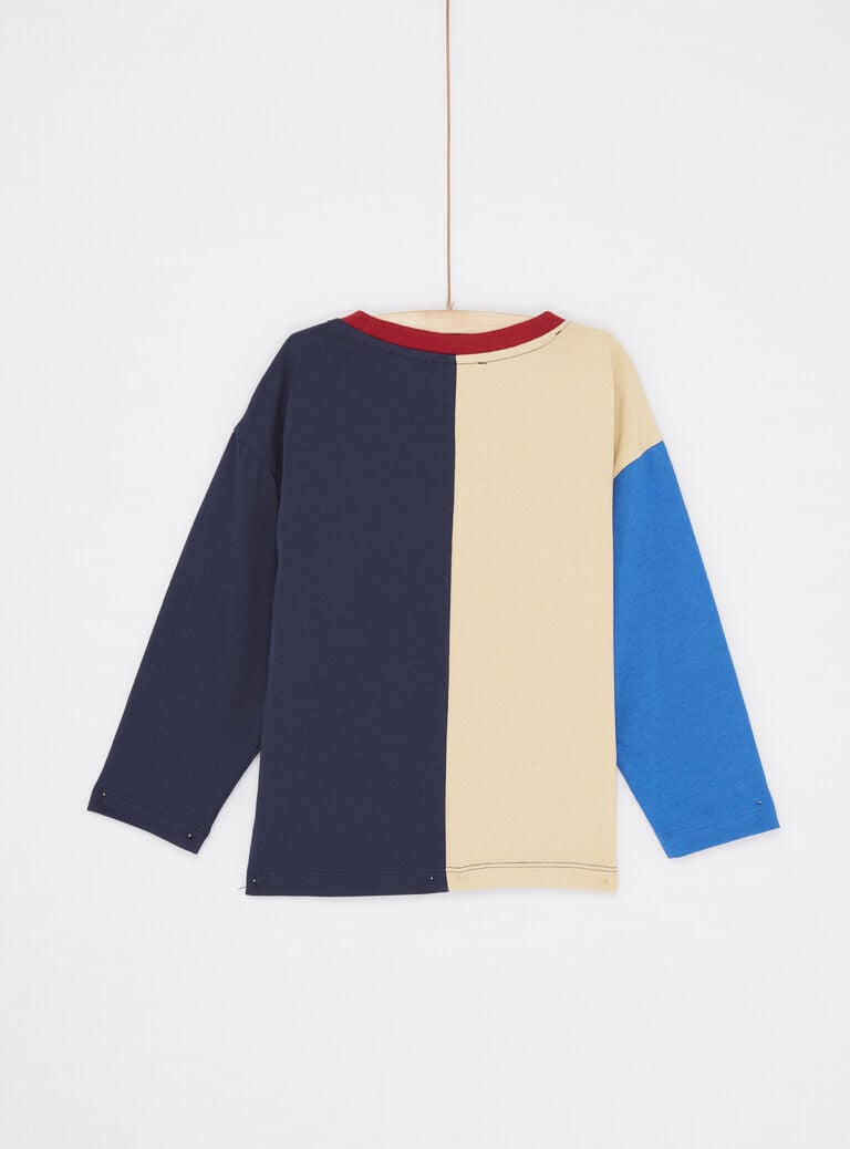 T-shirt colorblock multicolore à motif tête de tigre garçon