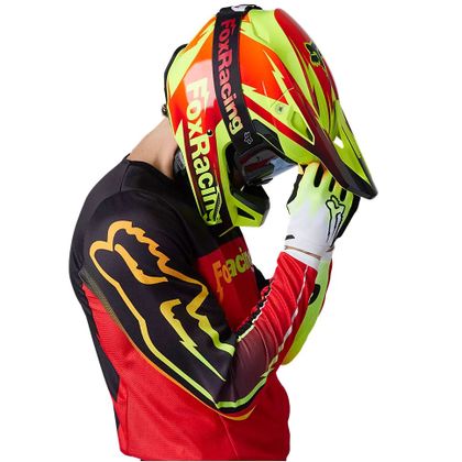 Maillot cross Fox 180 STATK 2023 - Rouge / Noir