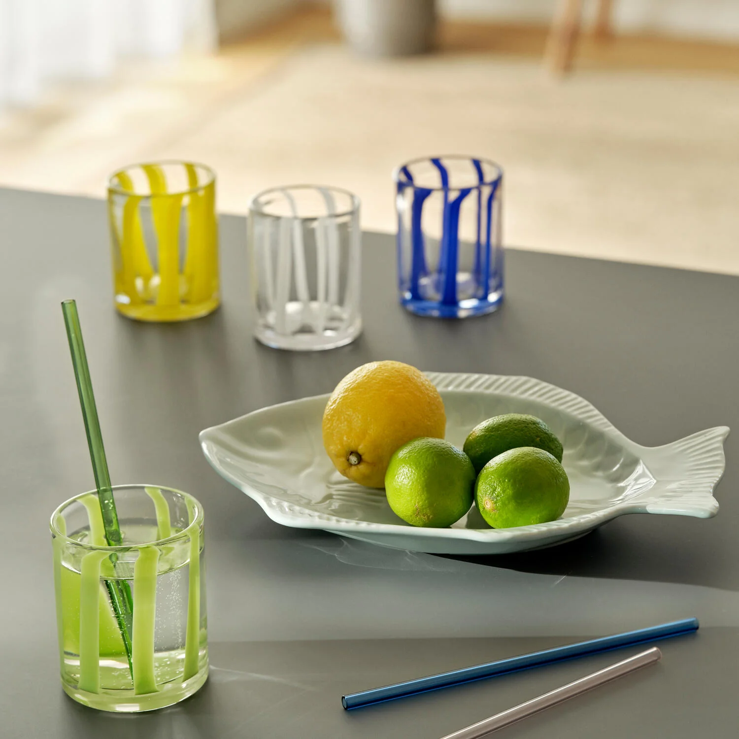 Bahne Interior  Tumbler glas med striber - blå