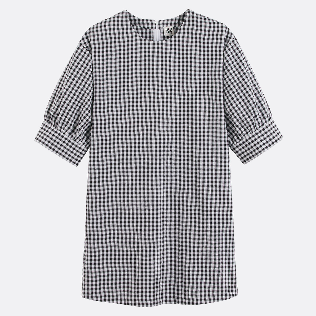 COLEÇÃO LA REDOUTE<br>Vestido curto xadrez com mangas bufantes