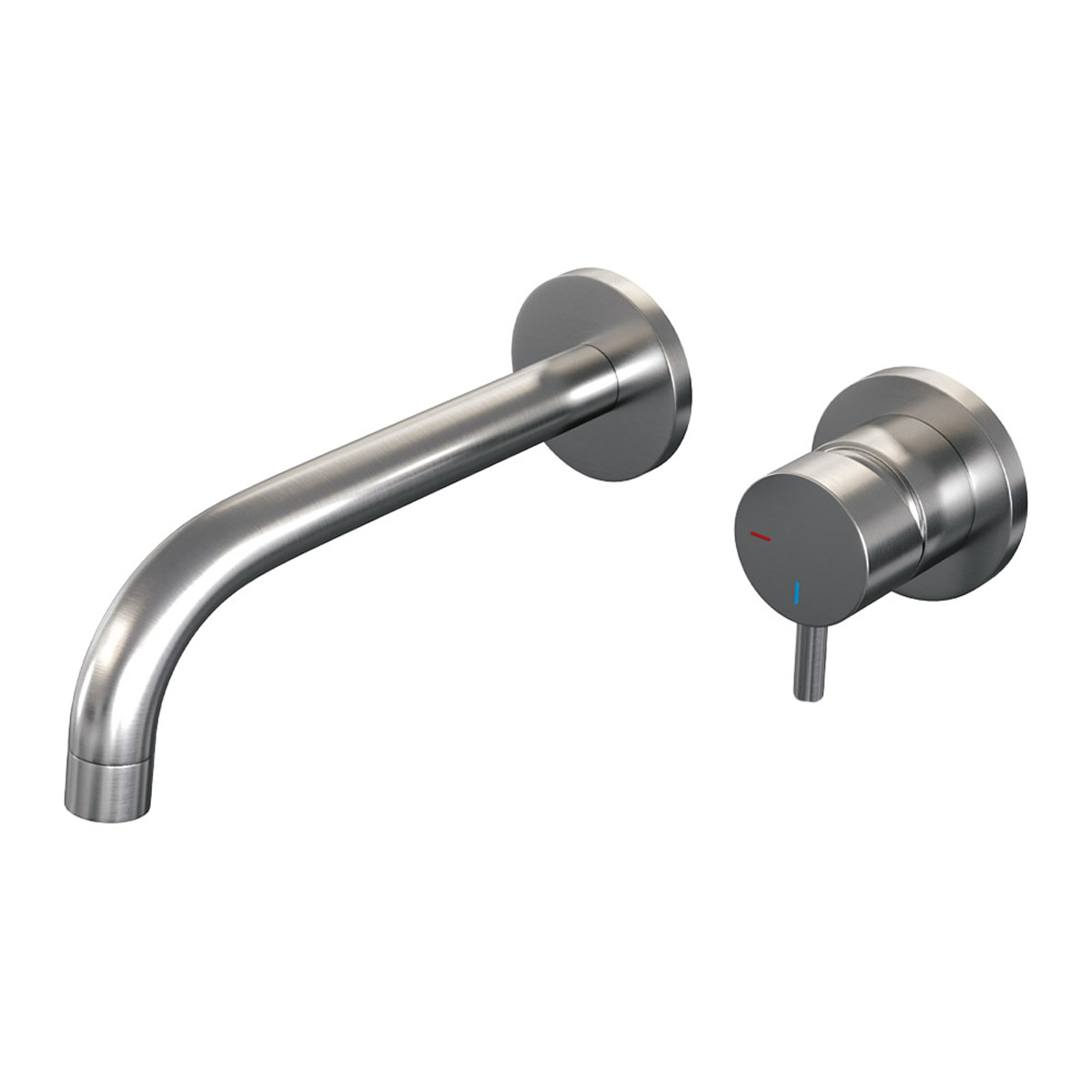 Brauer Brushed Edition ColdStart wastafelkraan inbouw gebogen uitloop en rozetten model B1 RVS geborsteld PVD
