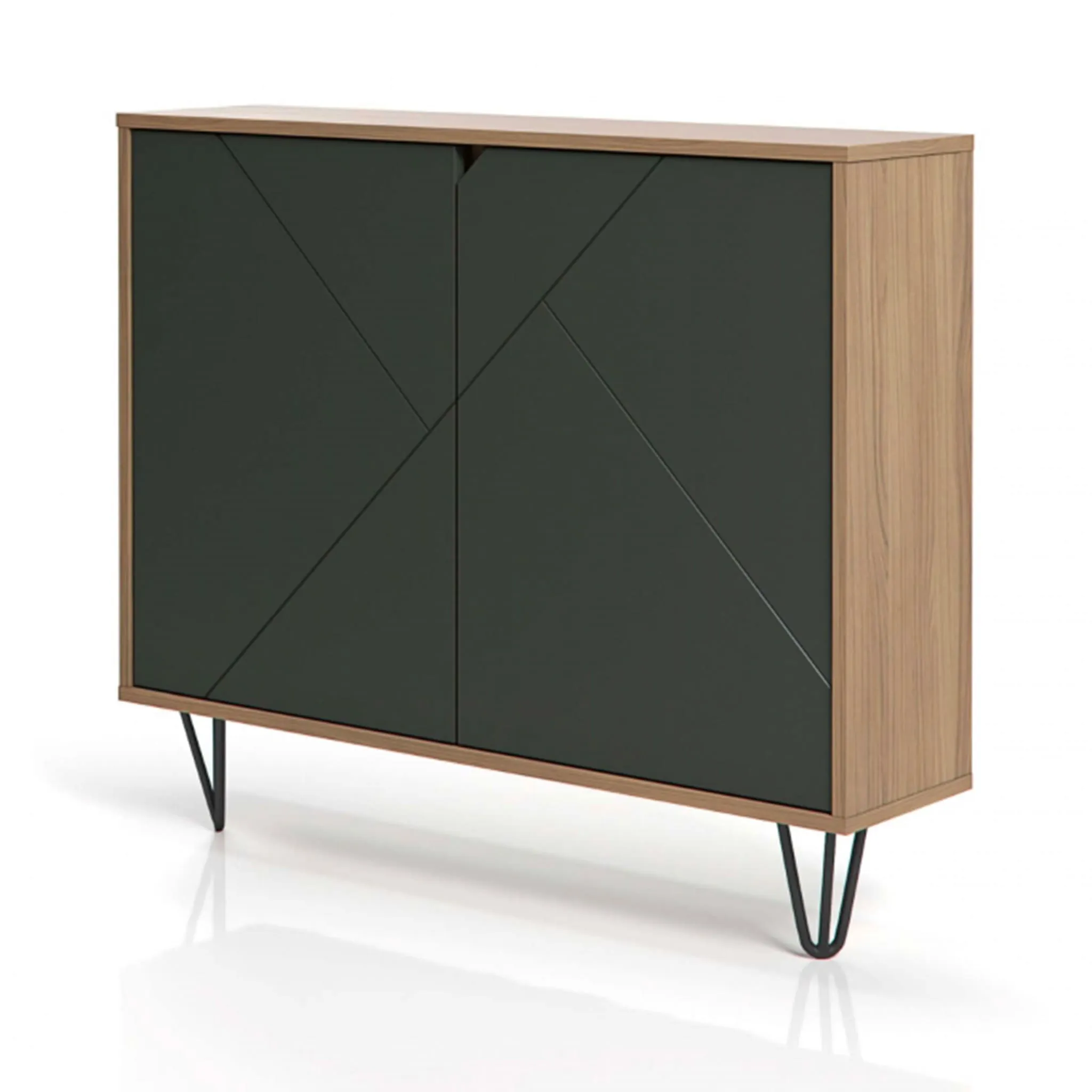 Nexera Console de Rangement 2 Portes Slim - Noyer  Noir