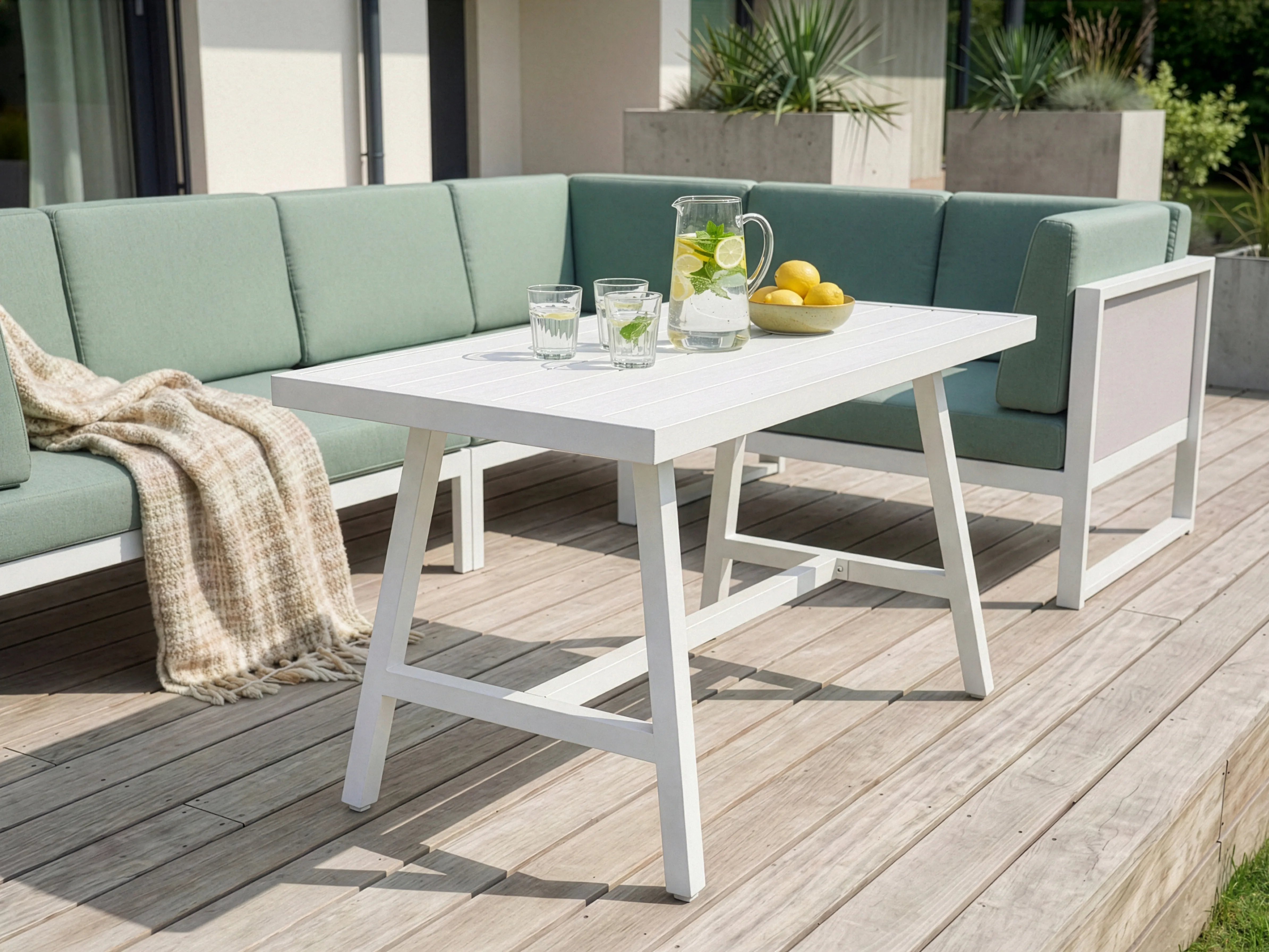 Tuin hoekloungeset met tafel 6-zits CASTELLA/FRATTE linkszijdig Metaal Groen